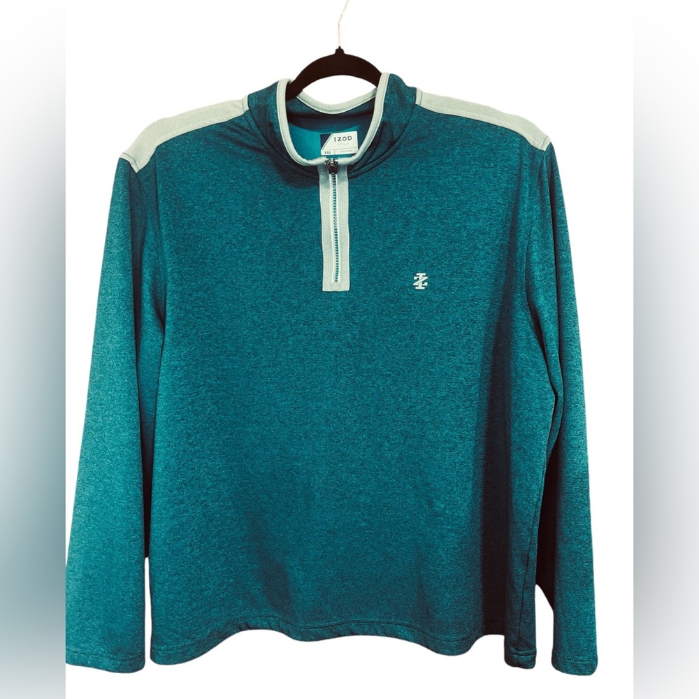 Izod Golf pullover mens green quarter zip long sleeve activewear Size XXL